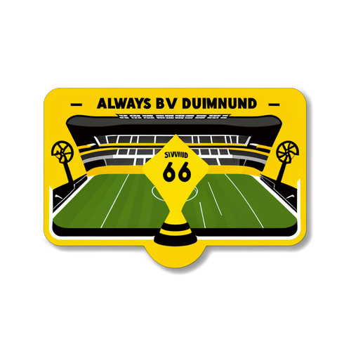 Minimalistisches Design des Borussia Dortmund Stadions mit dem Slogan 'Always BVB!'