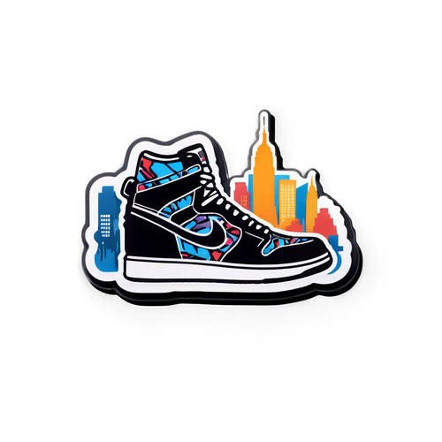 Silhouette emblématique de New York avec motifs de baskets et de graffiti