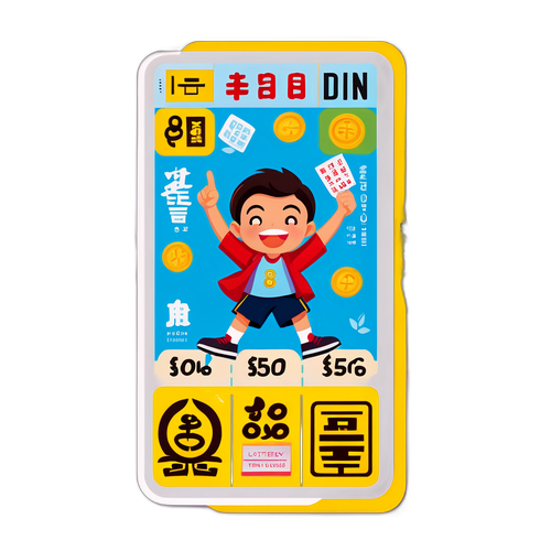 Sticker xổ số Binh Định với hình ảnh vé số, giải thưởng và người thắng cuộc