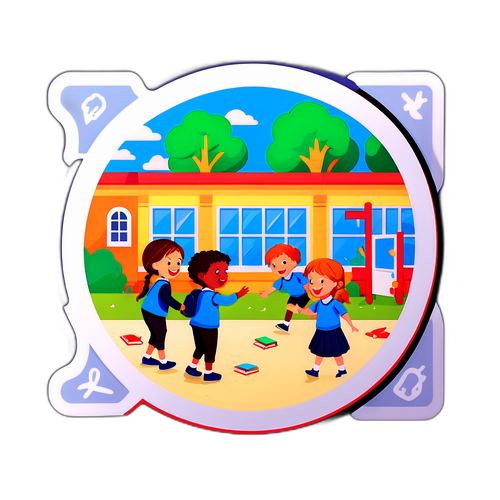 Sticker cu scena dintr-o școală