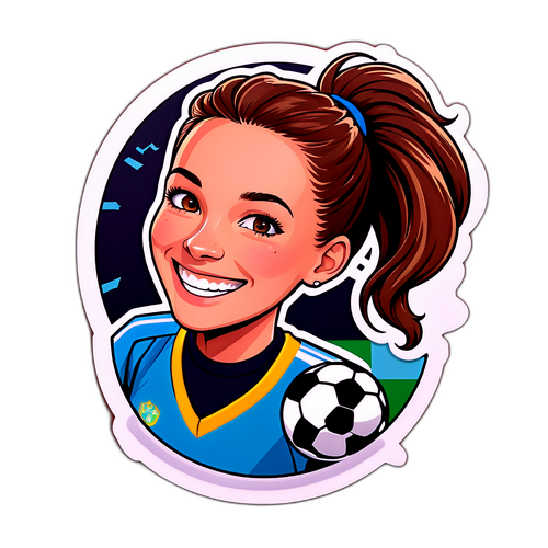 Aufkleber von Alisha Lehmann mit einem Lächeln in Sportkleidung