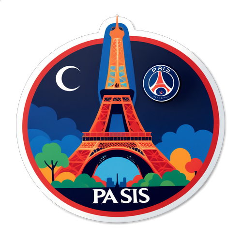 Sticker ya PSG na Mnara wa Eiffel