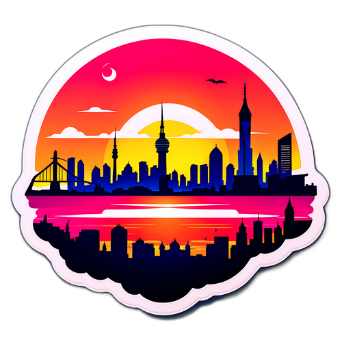 Сміливий наліпка з силуетом Кагарлика на фоні яскравого заходу сонця