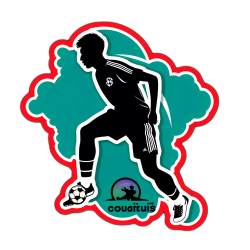 Sticker van een Siloet van een Voetballer