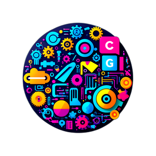 Logo de Capgemini conçu avec des composants technologiques et des couleurs vives