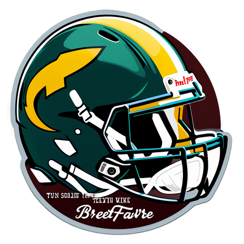 Honoring Legends: Brett Favre's Unforgettable Journey Captured in a Vintage Football Helmet Sticker! Inspiring Quote Included!