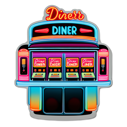 Funky Retro Diner with Neon Signs and Jukebox Music