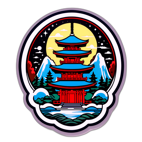 神秘的な Mendo Yakujin 神社の雰囲気を表現したアートデザイン