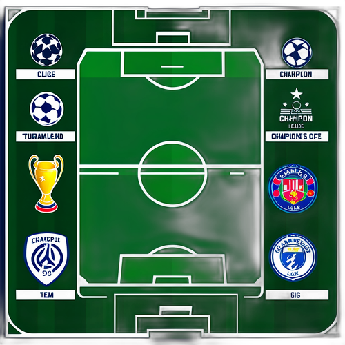 Футбольное поле с турнирами Лиги чемпионов
