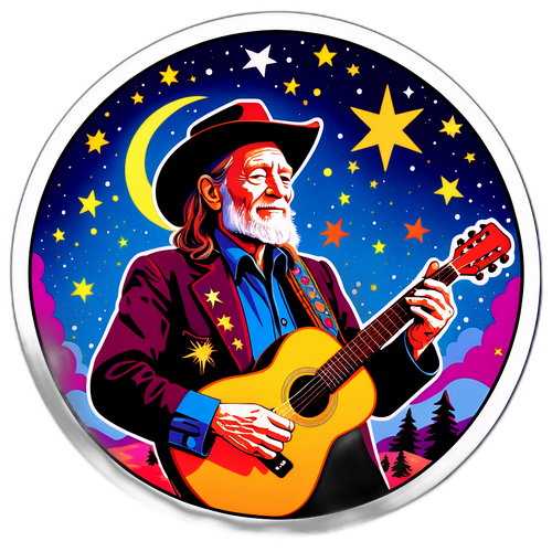 Autocollant rétro de Willie Nelson