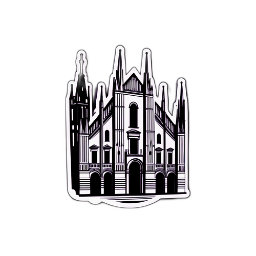 Minimalistisk sticker inspireret af Milanos arkitektur