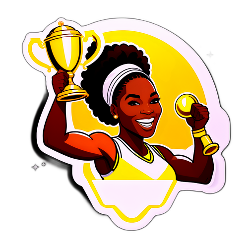 Serena Williams che solleva un trofeo