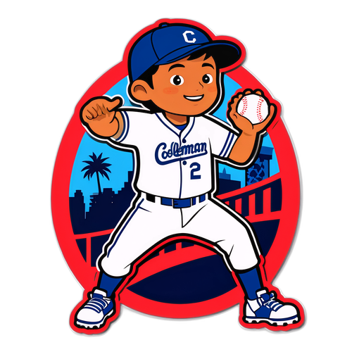 Baseball-Sticker mit Coleman Wong