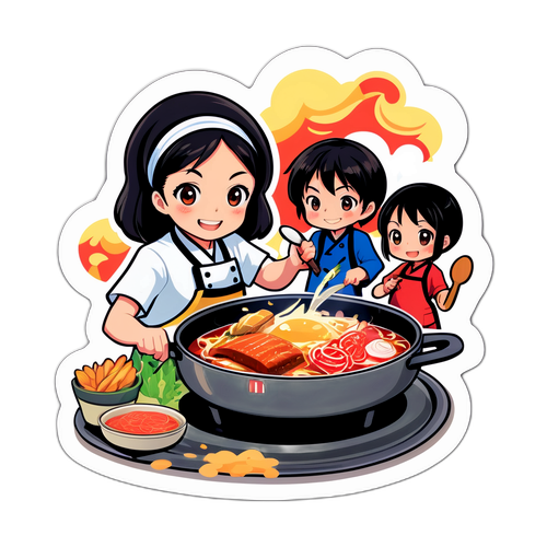 楽しい料理シーンのステッカー