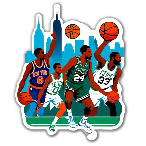 Retro Basketball Sticker ng Knicks at Celtics