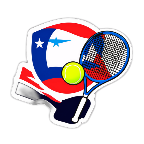 Sticker de la bandera de Chile con raqueta de tenis