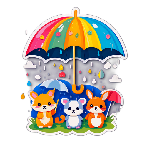 可愛的雨天場景