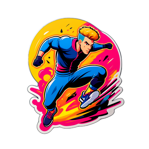 Actionfylt Karakter i Utendørs Scene