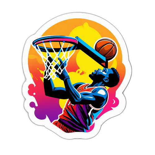 Vibrant Basketball Dunk Sticker