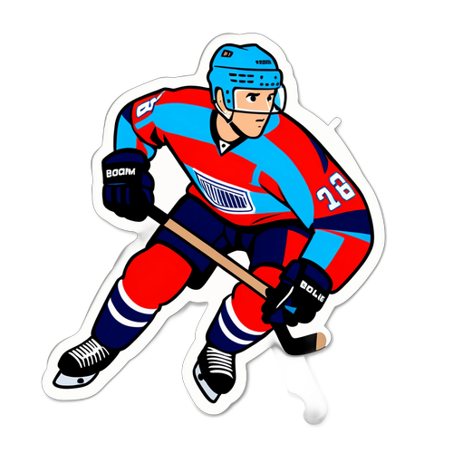 Tyylitelty jääkiekkovarustettu Lasse Boelius taistelee kiekosta jäällä