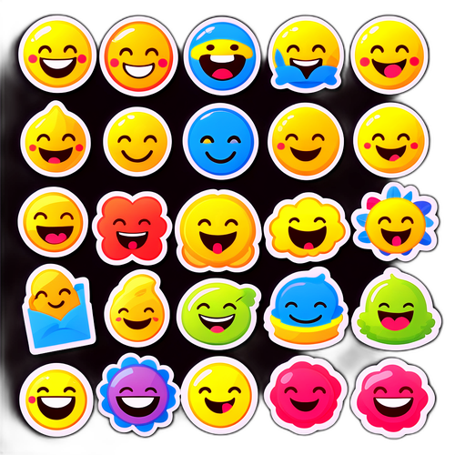 笑顔をテーマにした喜びを表現するステッカー