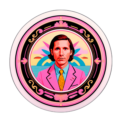 Kreativer Aufkleber im Stil von Wes Anderson