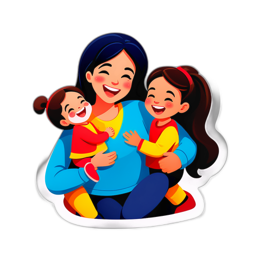 Äiti leikkimässä lasten kanssa