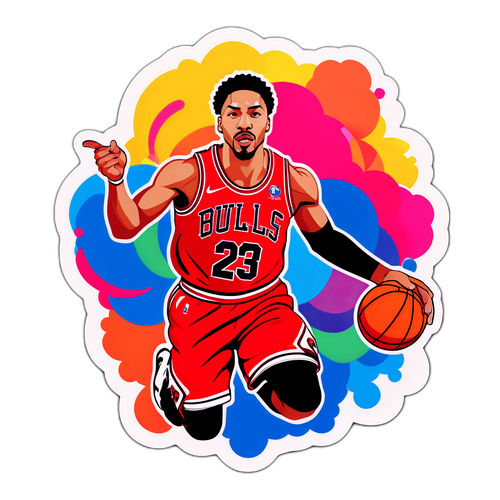 Dynamic Derrick Rose Basketball Sticker