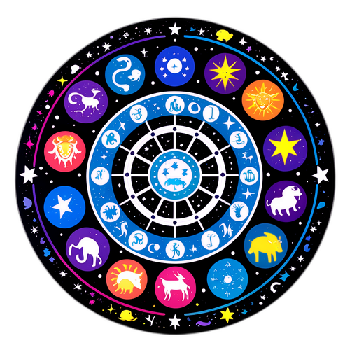 Стикер со знаками зодиака в ярком круге