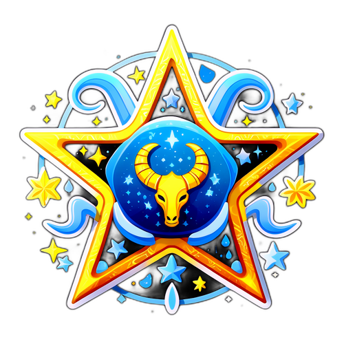 Символ удачи для Водолея: яркая амулет в форме звезды с рогами и изображениями знаков жизни