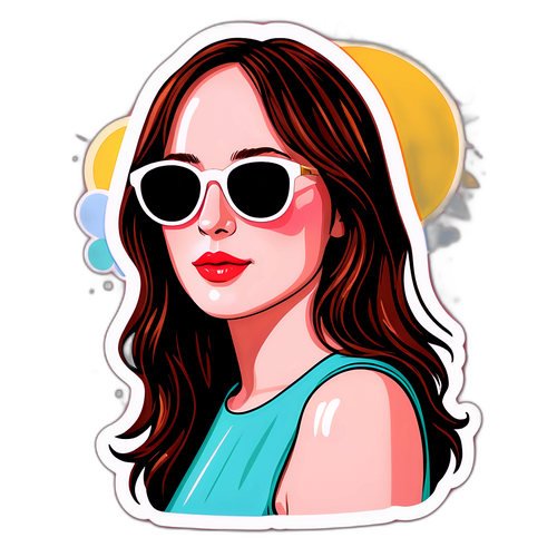 Autocollant de Dakota Johnson en lunettes de soleil