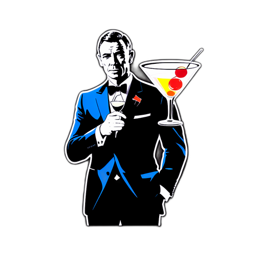 Silhouette di James Bond con Martini