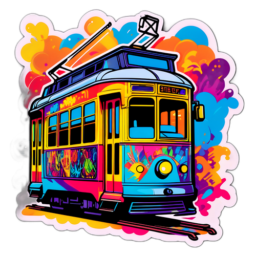 Adesivo di tram intricato riflettente la cultura street art