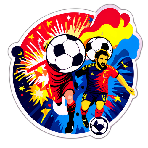 Kunstnerisk tolkning av England vs Spania fotballkamp