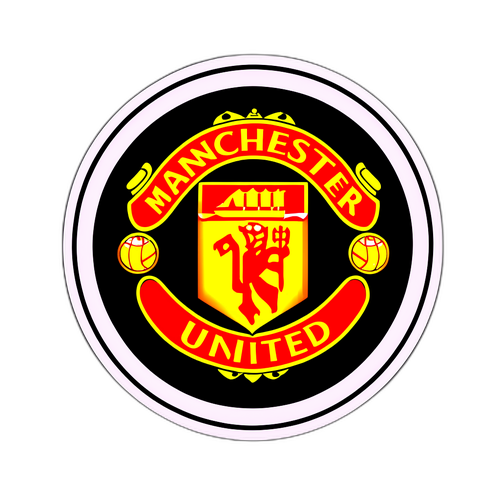 Samolepka pro zápas Grimsby a Manchester United
