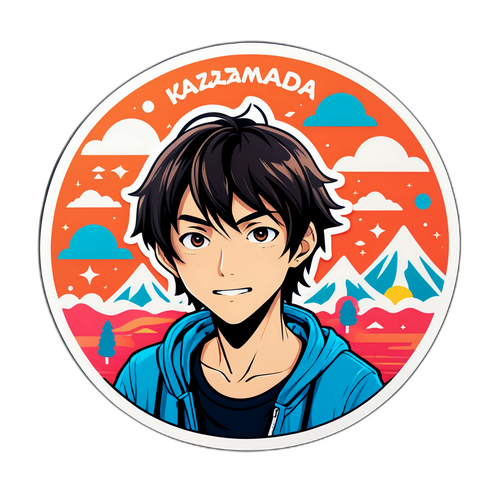 スタイリッシュな若者のステッカー