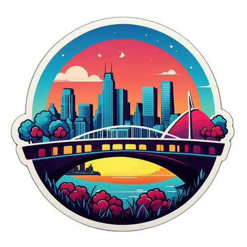 Minneapolis Skyline bij Zonsondergang