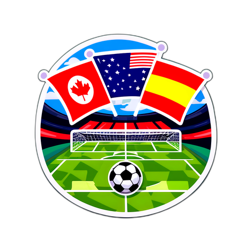 Campo de Futebol com Bandeiras e Torcedores