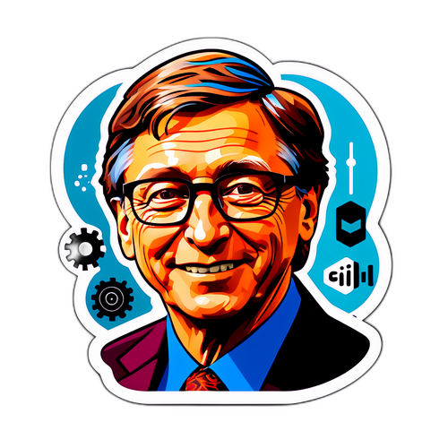 Teknologi-inspirert klistremerke av Bill Gates