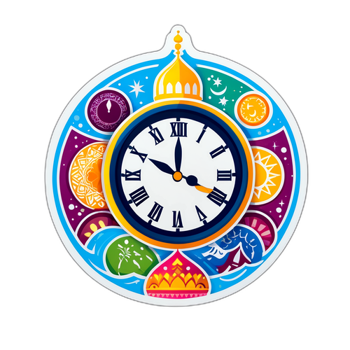 रमजान समय की जानकारी वाला रंगीन स्टीकर