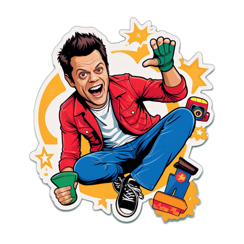 Playful Johnny Knoxville Sticker