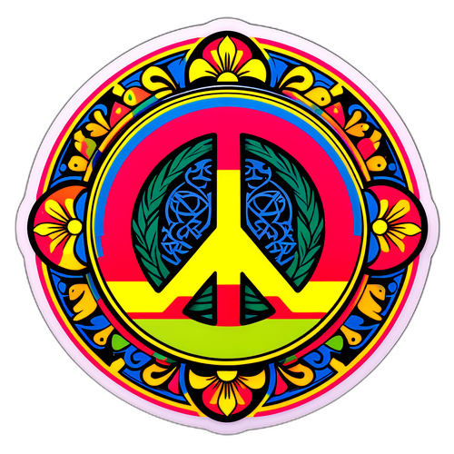 Autocollant représentant Rojava avec un symbole de paix