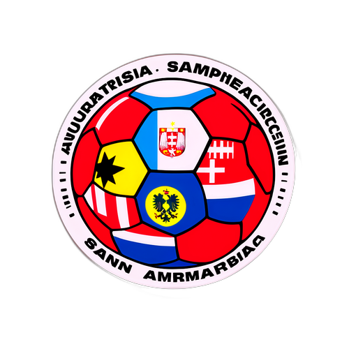 Pelekat Bola Sepak dengan Bendera Austria dan San Marino