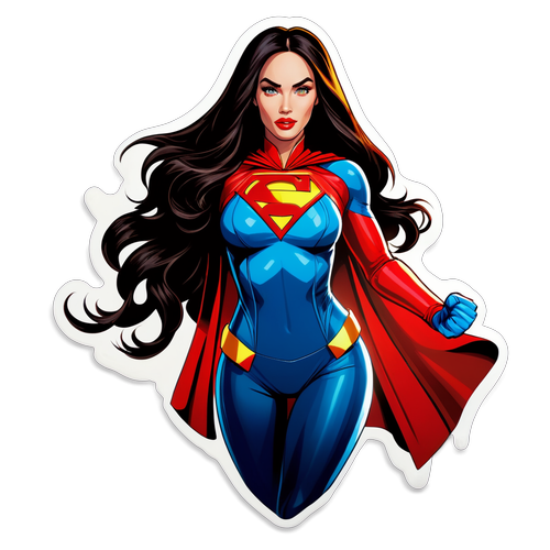 Autocolant cu Megan Fox ca supererou