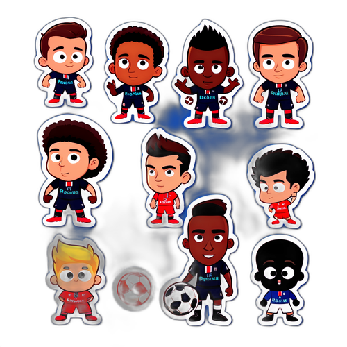 สติกเกอร์ที่มีตัวการ์ตูนในการแข่งขันฟุตบอล PSG vs LOSC