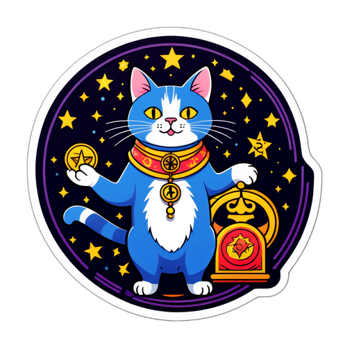 En humoristisk katt som förutsäger horoskop med tarotkort