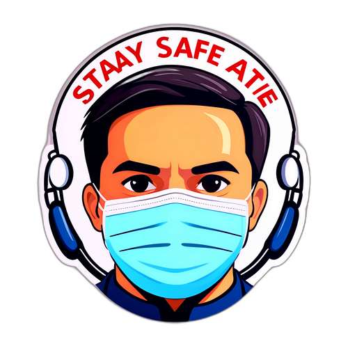 Sticker van een diplomaat met een mondkapje