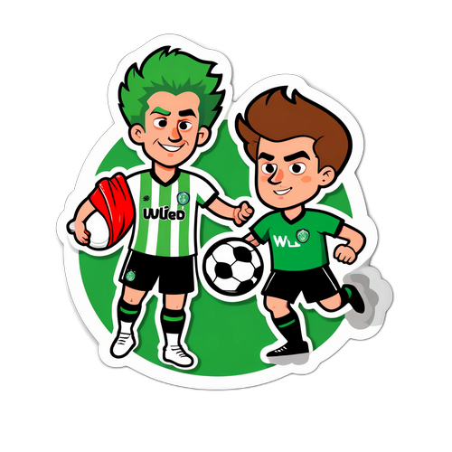Sticker Kartun Pemain Wolfsburg vs Man Utd