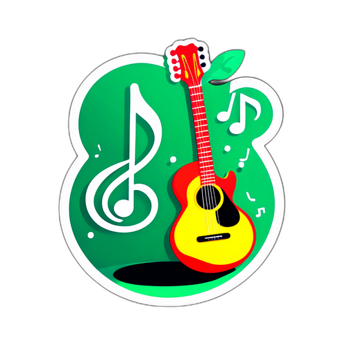 Sticker cu note muzicale și chitară