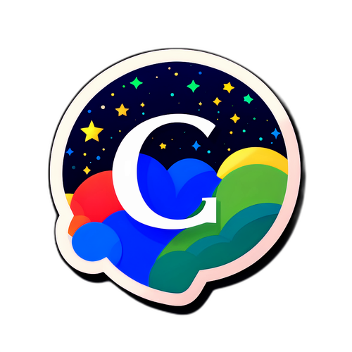 Наклейка з логотипом Google на фоні зоряного неба